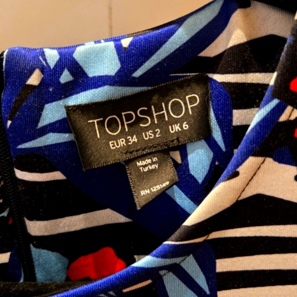 Topshop Blue and Red Patterned Dress - Picture 3 of 3